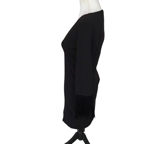 Zara Black Mini Dress with Fringe Sleeves - Picture 7 of 14